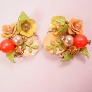 Spring Enamel Floral Spray Earrings