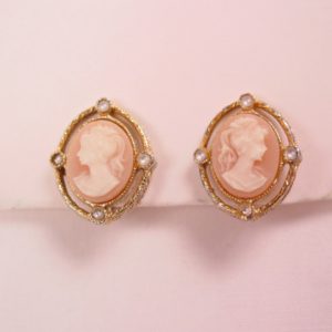Tiny Plastic Cameo Earrings