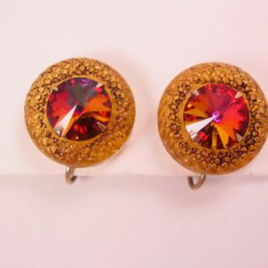 Old Rivoli and Topaz Glass Earrings