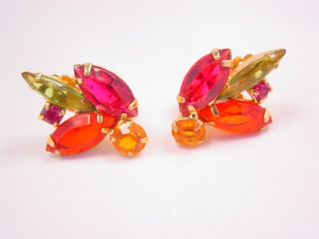 Vibrant Fall-Colored Rhinestone Earrings