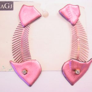 AGJ Pink Fish Skeleton Pierced Earrings