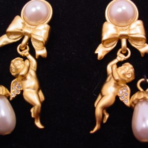 Bob Mackie Interchangeable Cherub Earrings in Original Box
