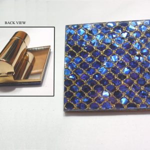 Blue glitter mirror and lipstick holder