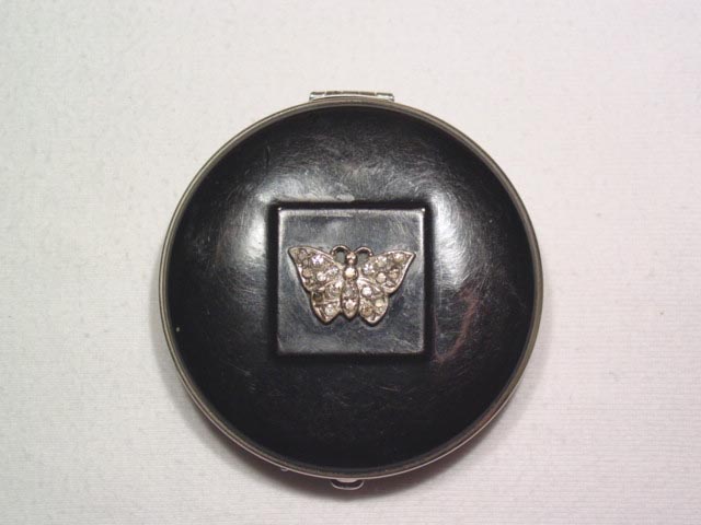 Black Enamel Butterfly Compact
