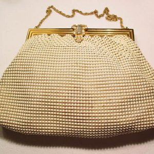 White Enameled and Rhinestone Whiting & Davis Purse