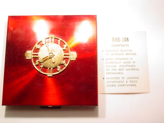 Rho-Jan Vanities Red Metallic Clock Compact