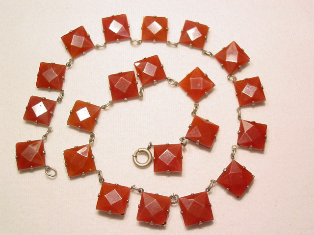 Square Carnelian Necklace