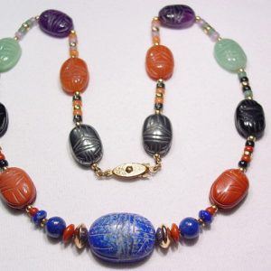 Beautiful Natural Stone Scarab Necklace