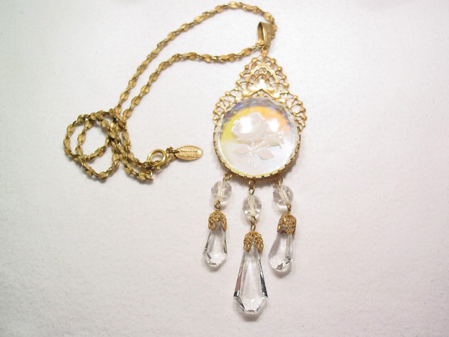 Fantastic Miriam Haskell Aurora Borealis Rose Necklace