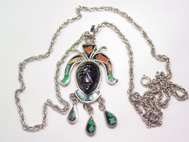 Onyx Face Inlaid Mexico Necklace