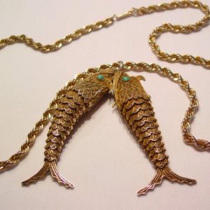 Wonderful Silver Heavy-Filigreed Jointed Fish Necklace