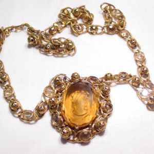 Richelieu Large Smoky Topaz-Colored Intaglio Necklace