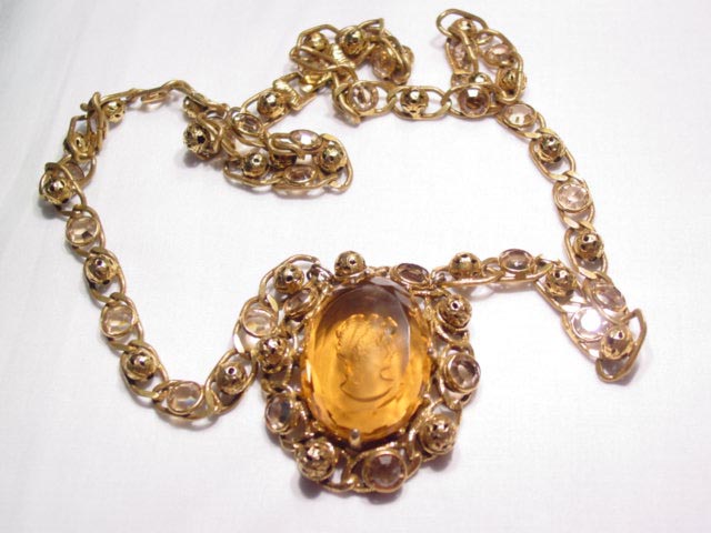 Richelieu Large Smoky Topaz-Colored Intaglio Necklace