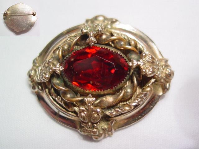 Vintage Garnet-Colored Brooch