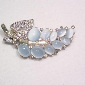 Pale Blue Moonstone Leaf Pin