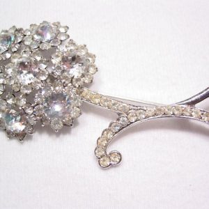Dazzling Rhinestone Floral Sterling Pin