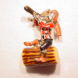 Davy Crockett on a Log Pin