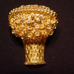 Goldtone Avon Basket Sachet Pin