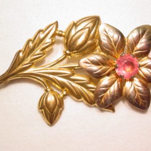 Stamped Goldtone Flower Pin
