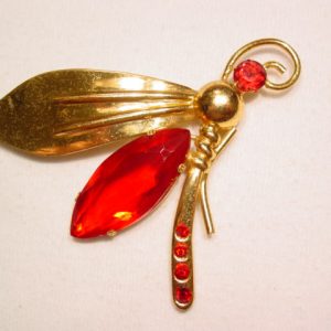 Giant Red Rhinestone Bug Pin