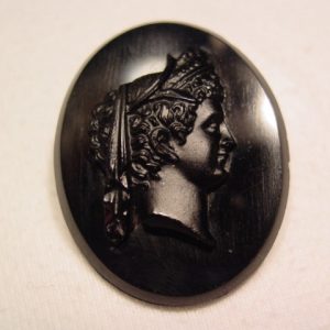 Black on Black Glass Roman Cameo Pin