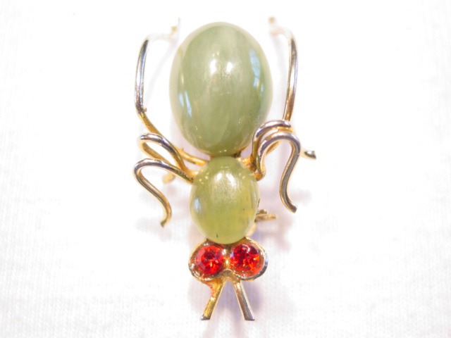 Green Stone Bug Pin