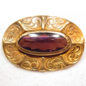 Goldtone Art Nouveau Amethyst Pin