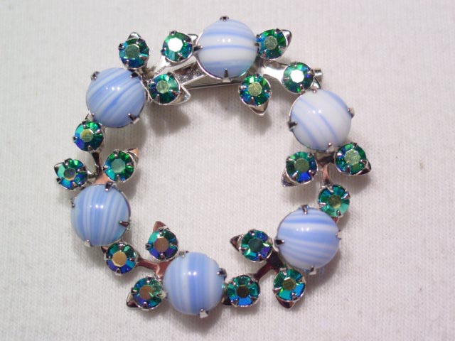 Marbled Blue and Green Aurora Borealis Wreath Pin