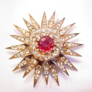 Sterling Double Starburst Rhinestone Pin