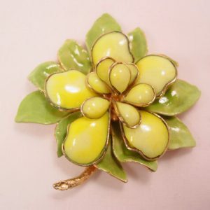 Hattie Carnegie Glass Yellow Flower Pin