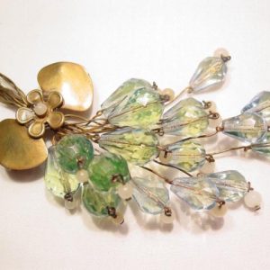 Green Floral Spray Pin