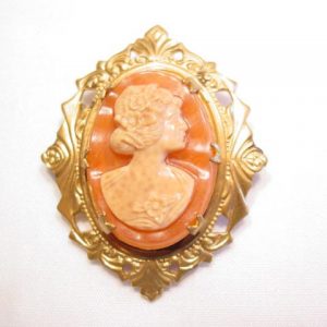 Orange and Cream Cameo Pin