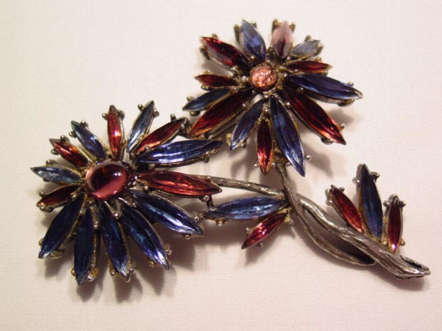 Dark Blue and Purple Capri Floral Pin