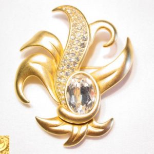 Swarovski Stylized Satin Goldtone Pin