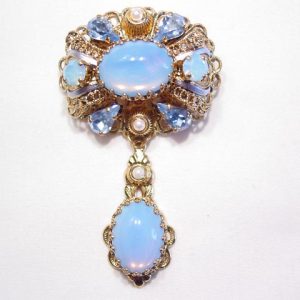 Baby Blue Rhinestone West German Pin