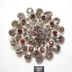 Brown and Gray Rhinestone Weiss Starburst Pin