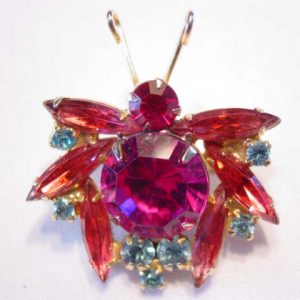 Pretty Pink Rhinestone Bug Pin