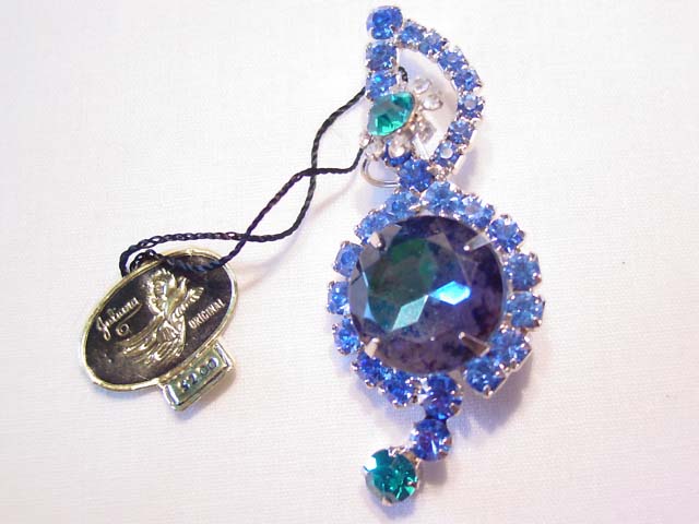 Juliana (DeLizza and Elster) Blue Music Note Pin with Original Tag