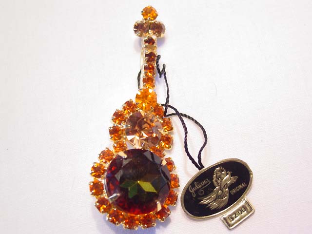 Juliana (DeLizza and Elster) Topaz-Colored Guitar Pin with Original Tag