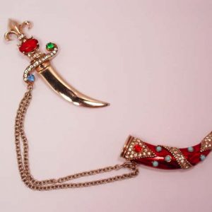 Beautiful Sterling and Enamel Rhinestone and Encrusted Sword Pin Set