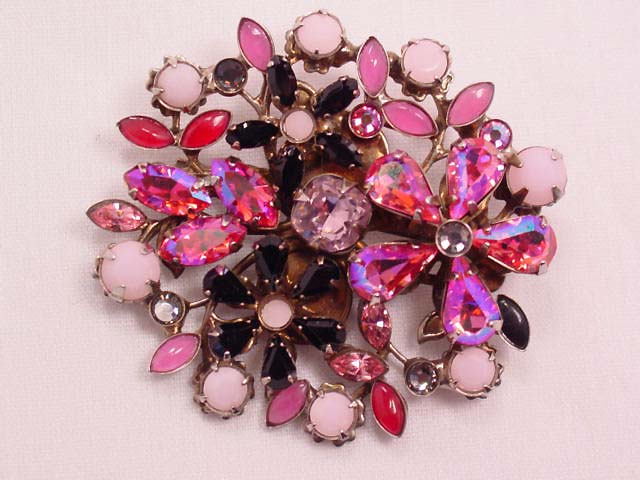 Sorrelli Pink and Black Vibrant Floral Pin