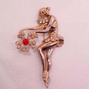 Pot Metal and Rhinestone Ballerina Dancer Pin