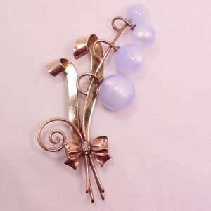 Giant Sterling and Blue Moonglow Floral Pin