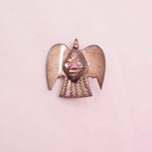 Tiny Sterling Bird with Abalone Mask Pin