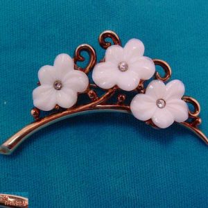 Trifari White Glass Flower Pin