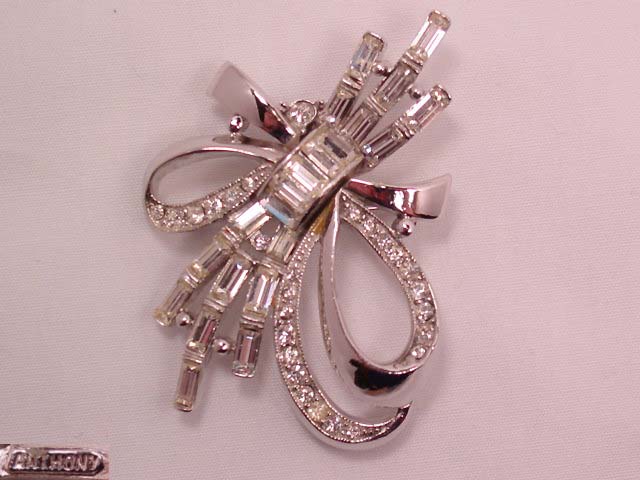 Rhinestone Ribbon Pin/Pendant by Anthony