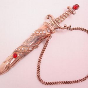 Rhinestone Sword and Scabbard Pin Set