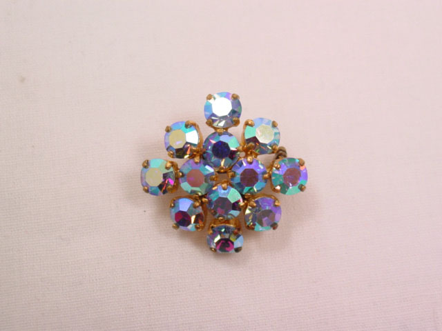German Square Blue Aurora Borealis Pin