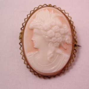 High Relief Glass Czechoslovakian Cameo Pin