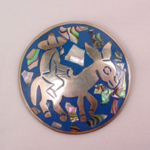 Mexican Man on Donkey Mother of Pearl Pin/Pendant
